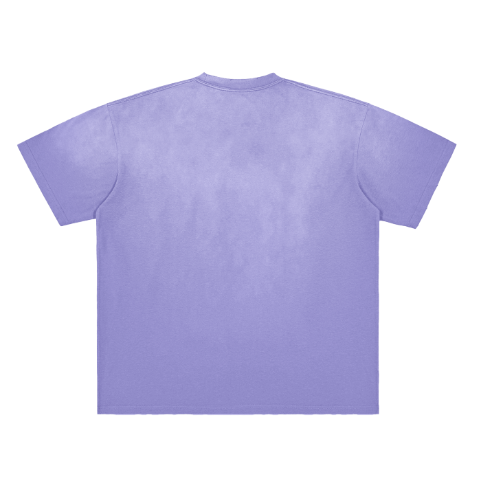 (Blue Gray&Blue&Purple) Vintage Washed Aged Gradient Frayed T-Shirt - 250 GSM